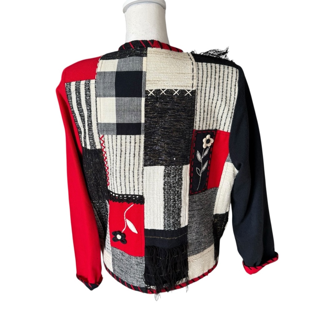 Crystal Patchwork Red Black White Jacket Women Sm… - image 3